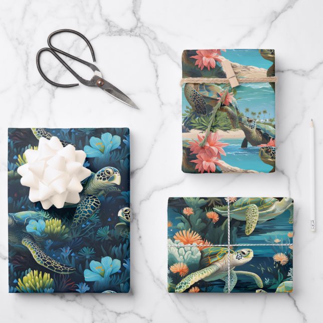 Hoja De Papel De Regalo Tortugas (Anverso)