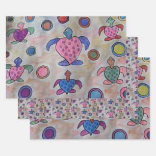 Hoja De Papel De Regalo Tortugas y círculos