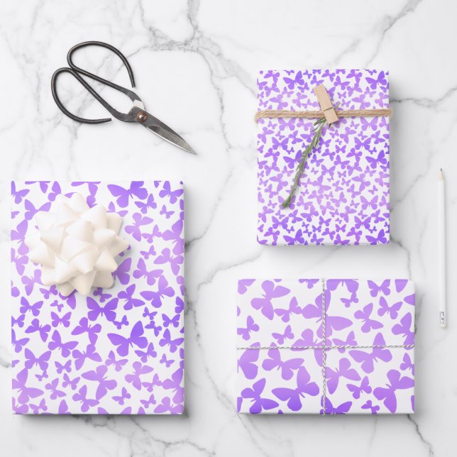 Hoja De Papel De Regalo Toss de mariposa (Lavender) (Anverso)