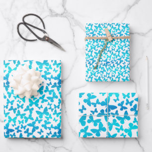 Hoja De Papel De Regalo Toss de mariposa (Verde azulado)