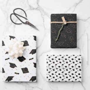 Hoja De Papel De Regalo Toss negro de graduación