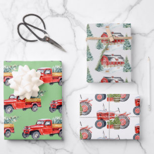 Hoja De Papel De Regalo Tractor y camión de granos de invierno