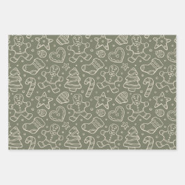 Hoja De Papel De Regalo Traditional Dark Green Vintage Christmas Boho