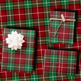 Hoja De Papel De Regalo Traditional Maroon and Emerald Green Tartan Plaid
