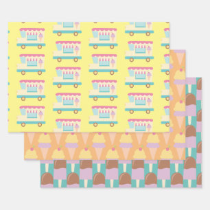 Hoja De Papel De Regalo Trajes dulces Trio de helados