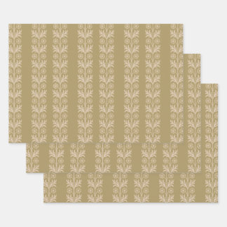 Hoja De Papel De Regalo Trazo floral de teca y artesanía