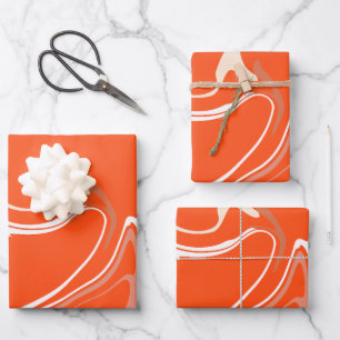 Hoja De Papel De Regalo Trazos vibrantes de abstracción naranja