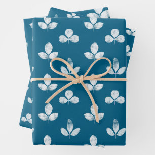 Hoja De Papel De Regalo Trébol Blanco Azul