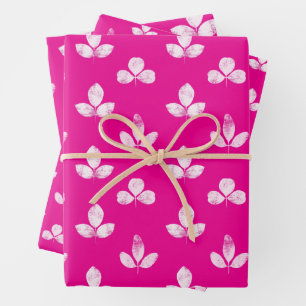 Hoja De Papel De Regalo Trébol blanco fucsia rosa
