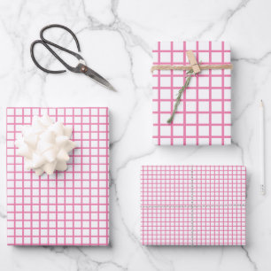 Hoja De Papel De Regalo Trellis Fuchsia Rosa - Blanco