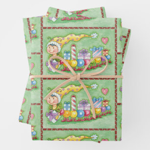 Hoja De Papel De Regalo Tren de oruga navideño lindo con regalos