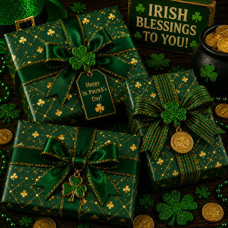 Hoja De Papel De Regalo Trepadoras Doradas Cielo Esmeralda