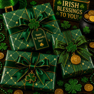 Hoja De Papel De Regalo Trepadoras Doradas Cielo Esmeralda