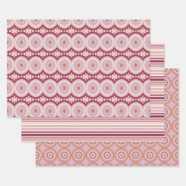 Hoja De Papel De Regalo Tres diseños de patrones diferentes