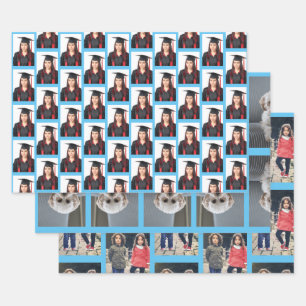 Hoja De Papel De Regalo Tres fotos únicas personalizadas