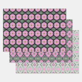 Hoja De Papel De Regalo Tres Hermosos Diseños De Coordinación Con Color Ro