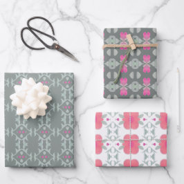 Hoja De Papel De Regalo Tres patrones diferentes