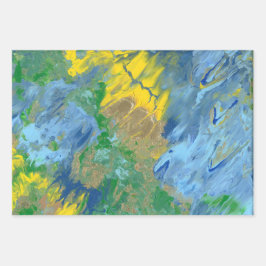 Hoja De Papel De Regalo Tres pinturas acrílicas abstractas