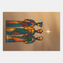 Hoja De Papel De Regalo Tres Reyes Magos Abstractos