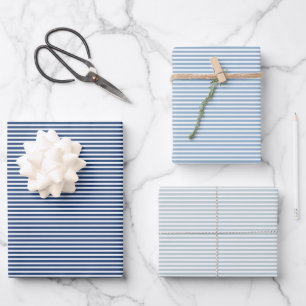 Hoja De Papel De Regalo Tres sombras de franjas azules