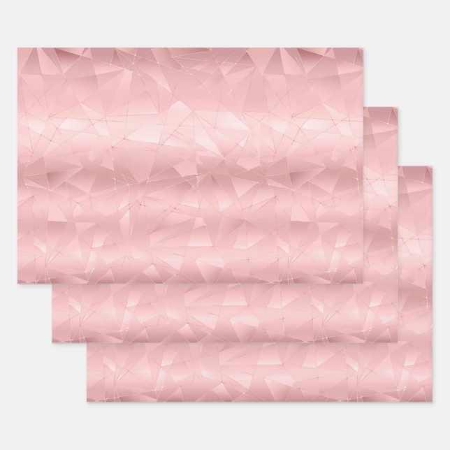 Hoja De Papel De Regalo Triángulo Geométrico Rosa Glam Bling Tendencia Ele (Set)