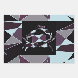 Hoja De Papel De Regalo Triángulo negro gris blanco granate Abstracto