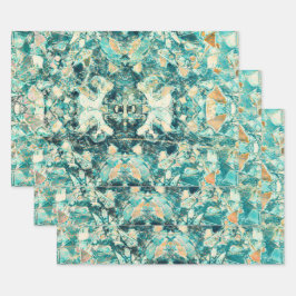 Hoja De Papel De Regalo Tribal Art Vintage Teal Green Texture Design