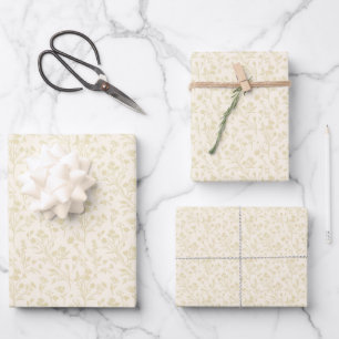 Hoja De Papel De Regalo Trigo Dorado Florido Susurrante - Neutral