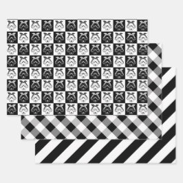 HOJA DE PAPEL DE REGALO TRIO BLANCO Y NEGRO