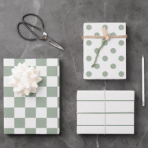 Trio Coordinado de Regalo Moderno de Salvia y Blan