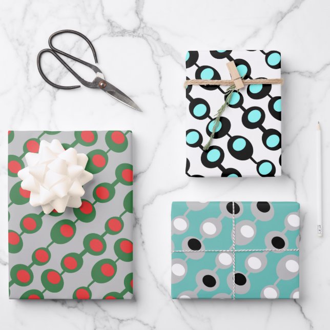 Hoja De Papel De Regalo Trio de aceitunas atómicas retro (Anverso)