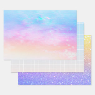 Hoja De Papel De Regalo Trío de arcoiris naranja