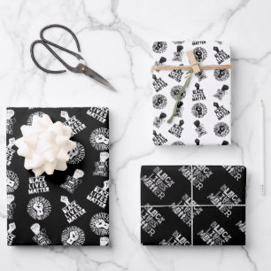 Hoja De Papel De Regalo Trío de colección de puños eléctricos BLM de Black