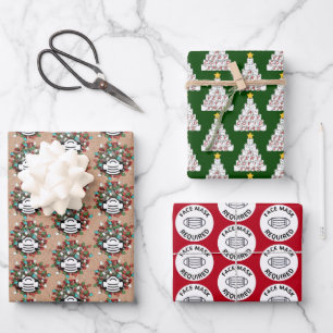 Hoja De Papel De Regalo Trio de Cuarentena Navidades de la Pandemia COVID 
