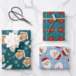 Hoja De Papel De Regalo Trío de envoltura de regalo de vacaciones