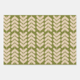 Hoja De Papel De Regalo Trío de patrón botánico escandinavo