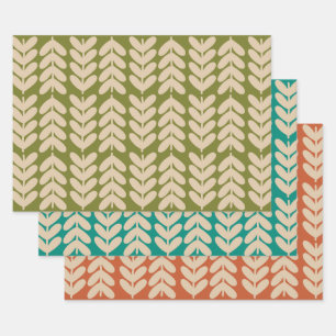 Hoja De Papel De Regalo Trío de patrón botánico escandinavo