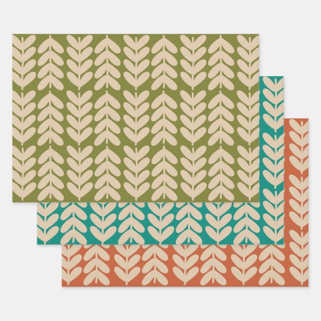 Hoja De Papel De Regalo Trío de patrón botánico escandinavo (Set)