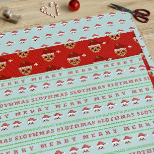 Hoja De Papel De Regalo Trío de perezosos de Navidad Feliz Navidad Perezos