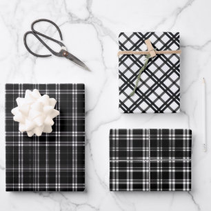 Hoja De Papel De Regalo Trio geométrico blanco y negro