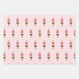 Hoja De Papel De Regalo Triple Scoop Ice Cream Cono