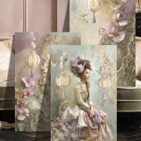 Tríptico de Encaje y Luz Floral Sage Mauve Señora