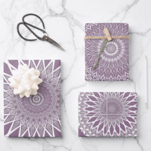 Hoja De Papel De Regalo Tristadas de glicinia morada Mandala