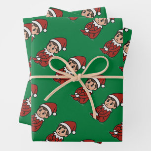 Hoja De Papel De Regalo Triste pequeño duende de Navidad