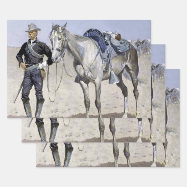Hoja De Papel De Regalo Trooper de las llanuras por Frederic Remington (Set)