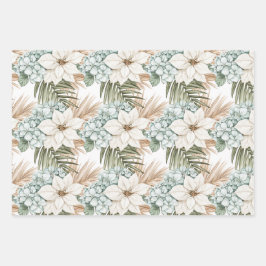 Hoja De Papel De Regalo Tropical Christmas Watercolor Snowmen & Starfish