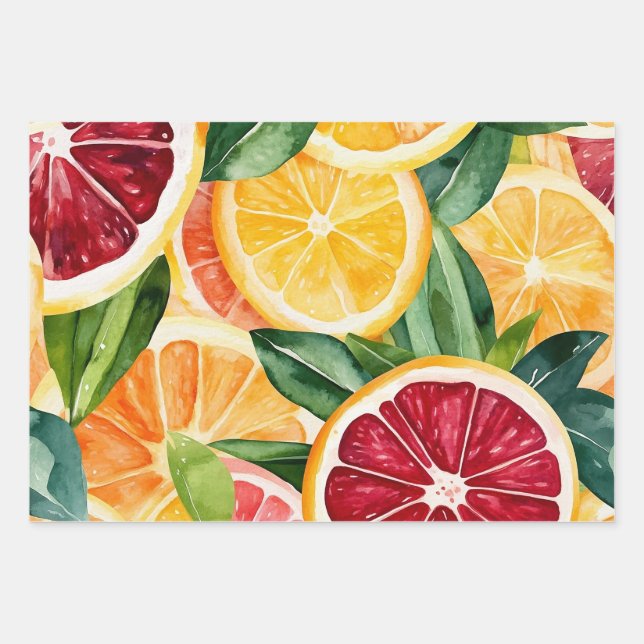 Hoja De Papel De Regalo Tropical Citrus Naranja Frutos (Anverso 2)