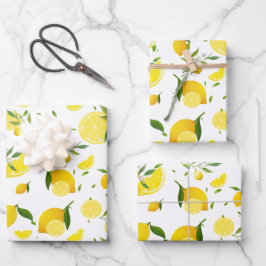 Hoja De Papel De Regalo Tropical colorido Citrus SUMMER Naranja Lemon Slic