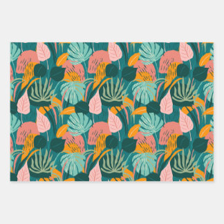 Hoja De Papel De Regalo Tropicales de colores: Palmeras de fans