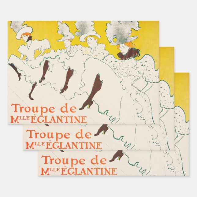 Hoja De Papel De Regalo Troupe de Mademoiselle Eglantine, Toulouse Lautrec (Set)